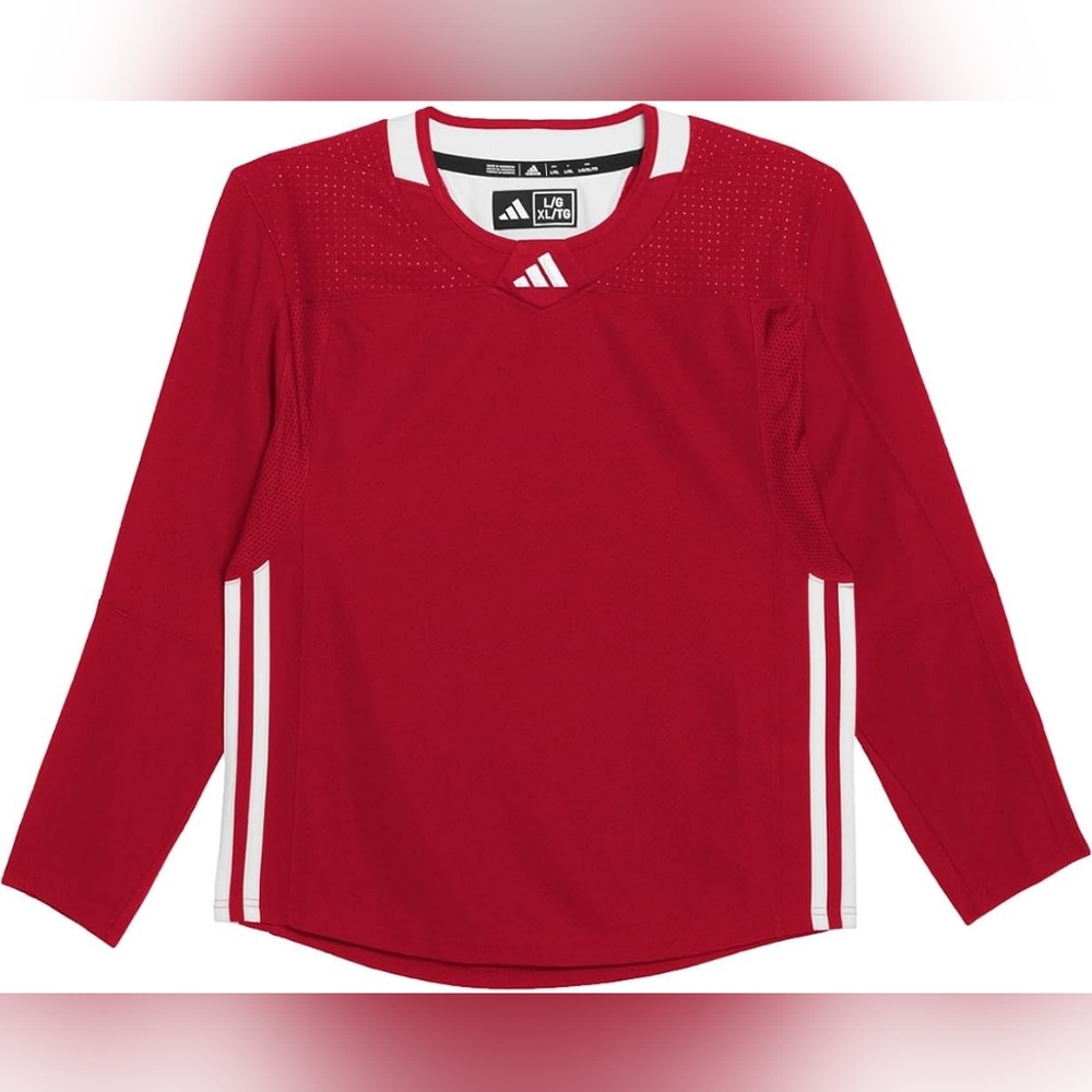 Adidas Hockey Jersey Stripe Youth Size L/ XL NEW Canadiens Red